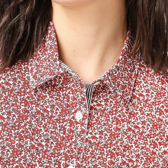 Court & Rowe Red Ditsy Fields Print Floral Button Up Shirt - Picture 4 of 11